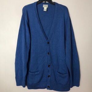 L.L. Bean oversized blue button up fall cozy cardigan size reg XL